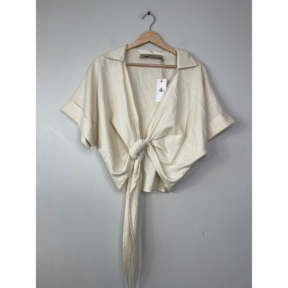 NWT Just Bee Queen Chiara Wrap Cropped Top Women's Vanilla Size: Medium - Picture 2 of 8